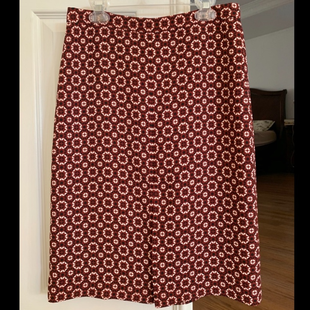 NEW J. Crew red print pencil skirt size 0 w/ slit